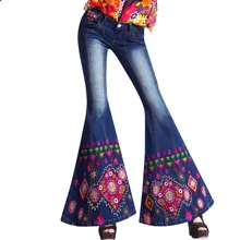 Размера плюс размеры 26-34, есть большие размеры! Женские расклешенные джинсы с вышивкой и низкой талией, украшенные бисером