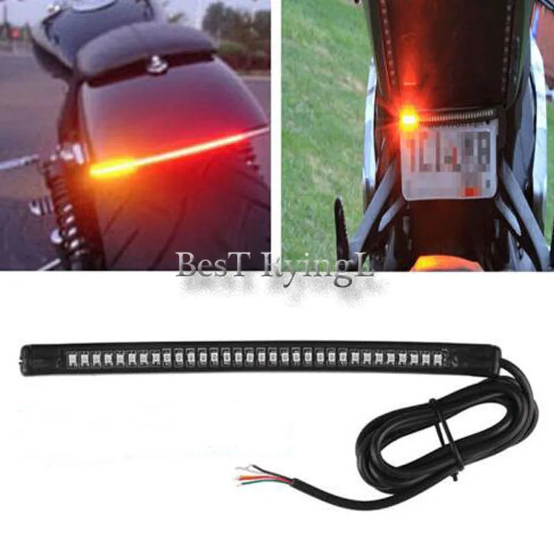 

Y 2pcs 12V 32 LED 3528 SMD Car LED Tail Rear Brake Stop Turn Signal Flexible Light Strip Red Yellow Color Car styling light
