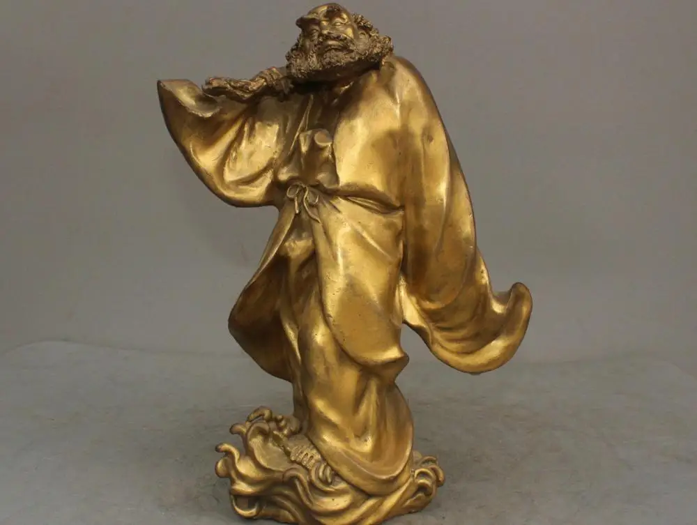 

13'' China Buddhism Founder Dharma Bodhidharma Buddha Guru Monk Bronze Statue
