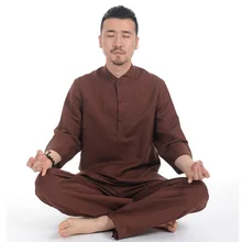 Мужская одежда для йоги, костюм для бега, китайский костюм дзен, здоровый тканевый спортивный костюм для мужчин, Быстросохнущий льняной комплект для йоги, одежда для спортзала, комплект из двух предметов