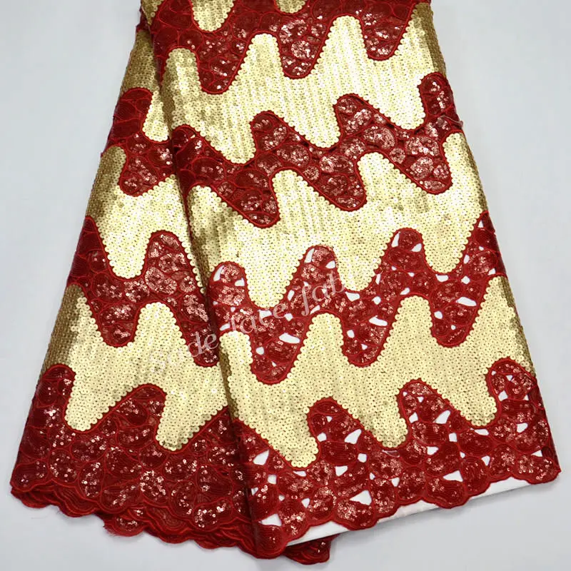 

Wine Red Gold African Organza Lace Fabric High Quality French Lace Fabric New Arrival Sequins Lace Fabric For Party dress QE179