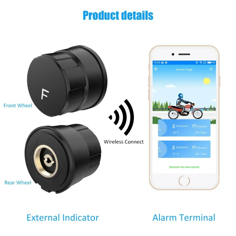 2018 новейшая мотоциклетная Bluetooth система контроля давления в шинах TPMS приложение