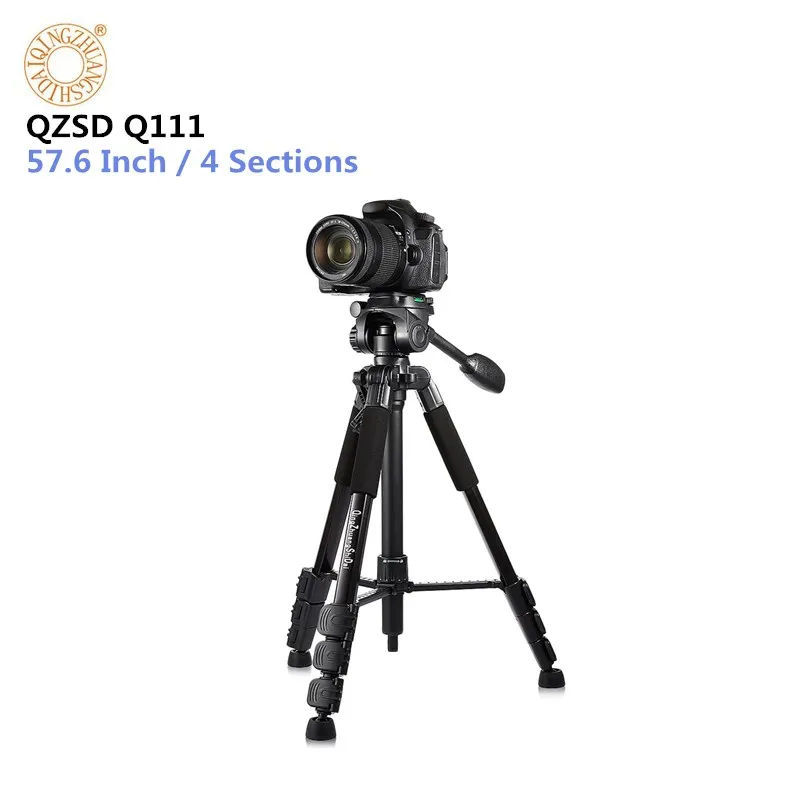 

QZSD Q111 Professional Aluminum Alloy Camera Tripod 4.8ft 4 Section Q08 Rocker Arm Ball Head For Canon Nikon Sony SLR Camera