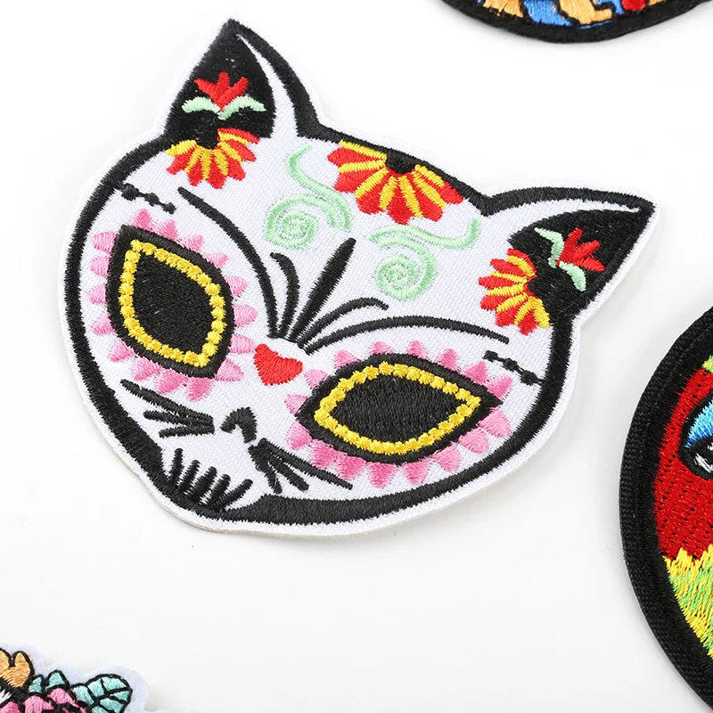 Одежда Diy Вышивка платье железные на заплатках кошка Череп оболочка в виде русалки патч для одежды цветочные наклейки ткань
