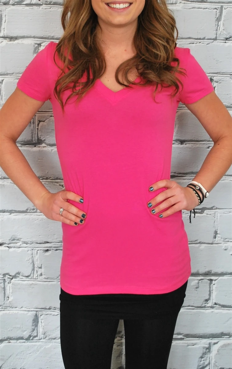 T Shirts Extra Long Women Tees V Neck 
