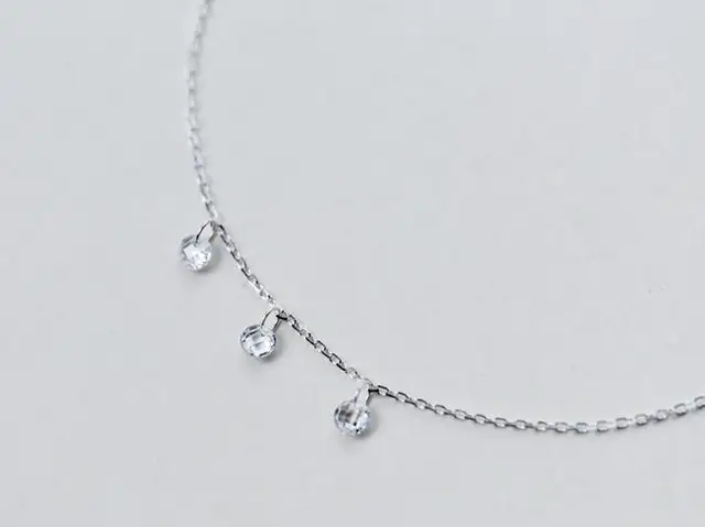 100% Real. 925 Sterling Silver Jewelry Three Crystals Anklet Bracelet GTLS419