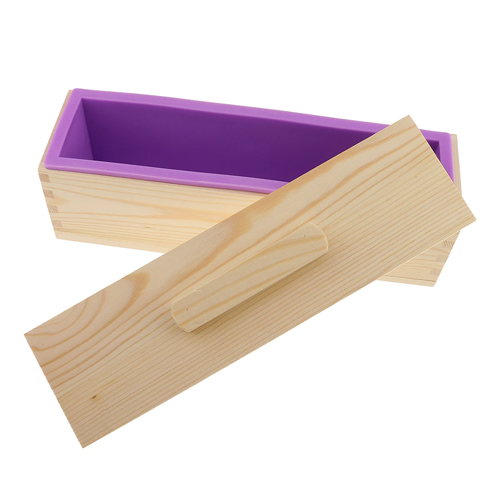 2 Pcs/set Soap Making Multifunctional Soap Cutters with Beveler Wire Slicer + 900ml Silicone Soap Loaf Mould Wood Box with Lid