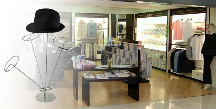 Серебристая металлическая витрина для шляп демонстрационная стойка для шляп шапка подставка держатель для одежды из нержавеющей стали металлический Настольный держатель для шляп верхняя стойка