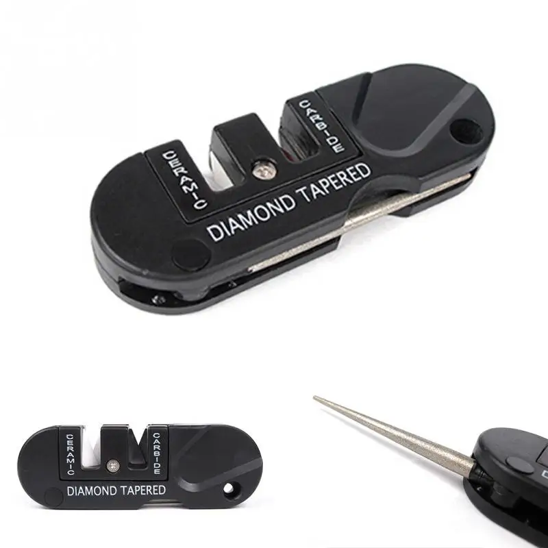 New Multifunction EDC Sharpener Folding Ceramic Carbide Diamond Tapered