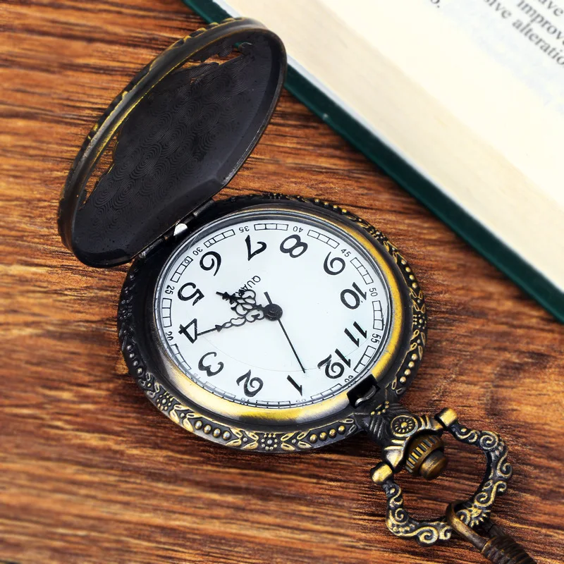 Винтажные бронзовые кварцевые карманные часы Поезд Локомотив подвеска с изображением локомотива кулон цепи часы