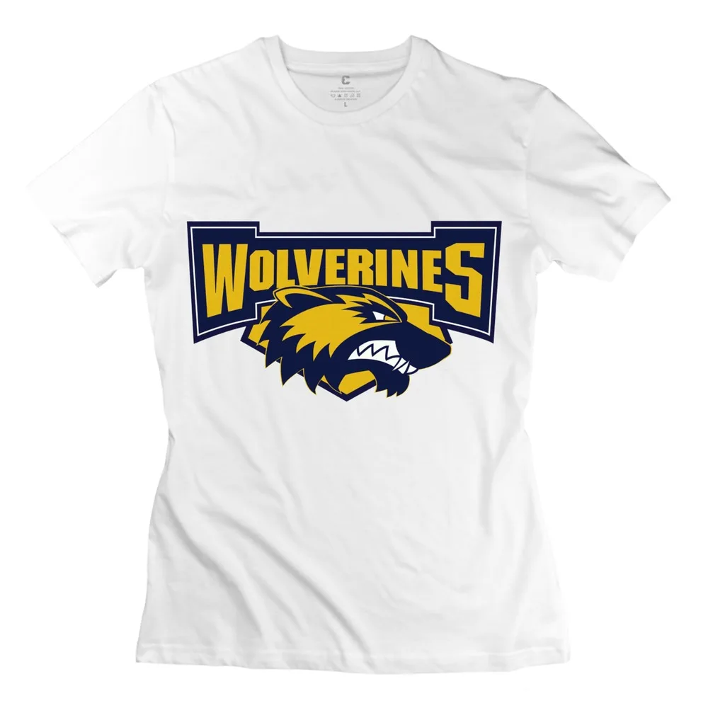 brand Helsinki Wolverines Logo clothing music o-collar woman Nerd tee-shirt for girlfriends | Женская одежда
