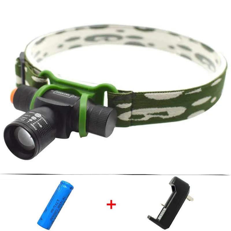 

Powerful Q5 LED Headlamp Zoomable Headlight Adjustable Focusable Head Flashlight Torch with Rechargeable 14500 Battery + Charger