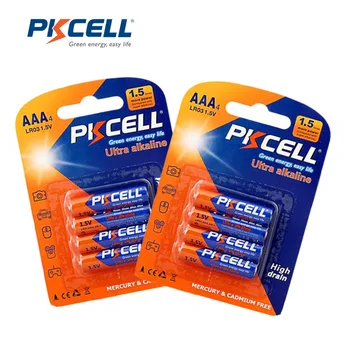 

8Pcs/2card PKCELL 1.5V LR03 AAA Alkaline Single Use Battery MN2400 3A Bateria Bateries for Electronic thermogun,flash,shavers