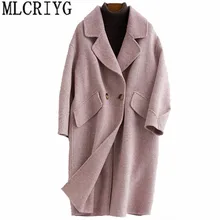 Корейский стиль, Женское шерстяное пальто, модное двухстороннее шерстяное пальто, Кашемировые Куртки из альпаки, осенне-зимняя женская куртка YQ289