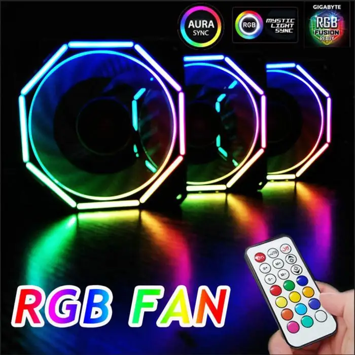 Чехол для компьютера PC охлаждающий вентилятор светильник RGB регулируемый светодиодный светильник 120 мм кулер вентилятор светильник EM88