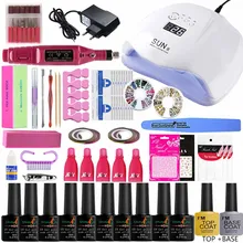 Лампа для ногтей 54 Вт/48 Вт/24 Вт Маникюрный Инструмент набор 10 Цветной Гель-лак Удлинительный УФ-гель маникюрные наборы электрическая ручка для маникюра