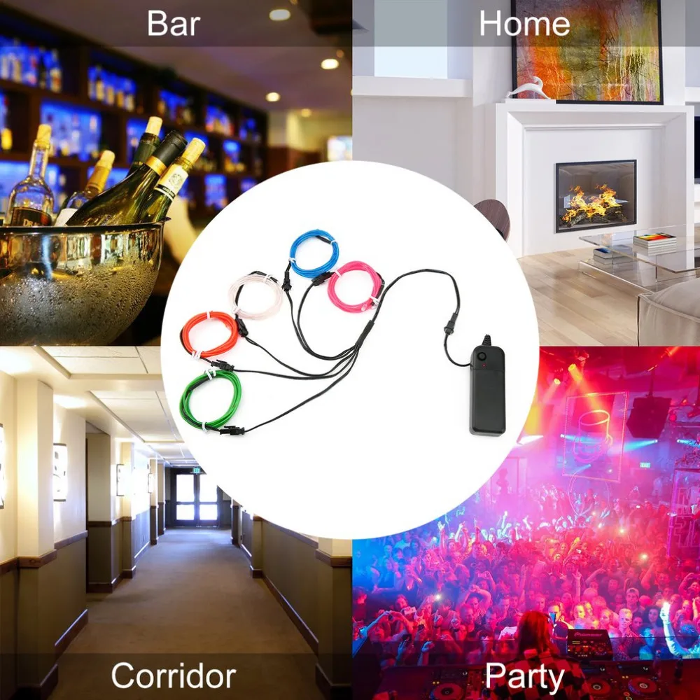 

Unique Electric Luminous 3V Christmas Decoration Colorful EL Wire LED Light String with Battery Box 5 Meters 2017 New Version