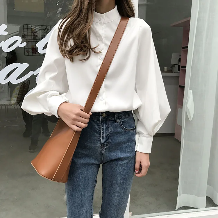 Woherb/Женские топы и блузки, винтажные осенние рубашки с длинными рукавами, Корейская белая блуза Топ Blusas Mujer De Moda 2019 20179