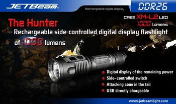 

2014 Original JETBEAM DDR26 Cree XM-L2 LED 1000 lumens rechargeable digital display flashlight Compatible with 18650 battery