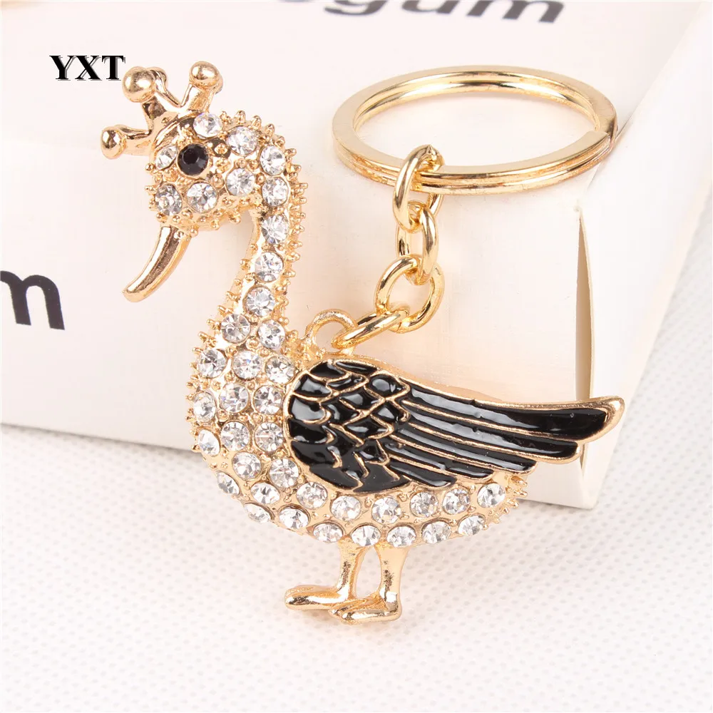 

Duck Drake Goose Crown Cute Crystal Charm Pendant Purse Handbag Car Key Keyring Keychain Party Creative Lovely Gift