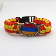 Модная модель в стиле «любящее Армении Национальный флаг Браслеты очарование ручной работы Армении веревки браслеты из нержавеющей стали для женщин и мужчин с флагом Армении