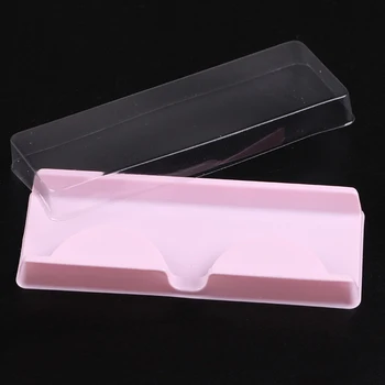 

50pcs Eyelashes Case Packing Box for Eyelash Blank Eyelashes Plastic Packaging Transparent Lid Pink Tray Wholesales 85*35*10mm