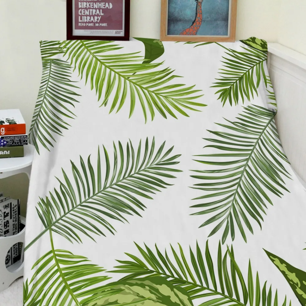 Blankets Cobertor Warmth Soft Plush Simple Green Tropical Plant Palm