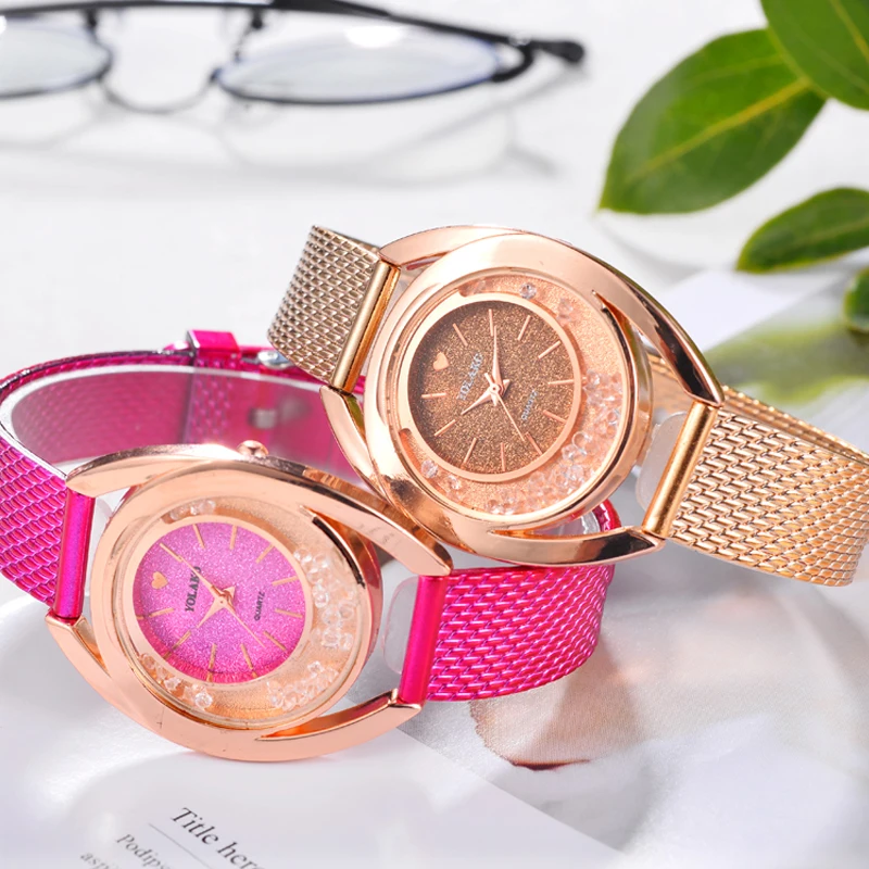 

Unique Shape Watch Design Creation Quartz women Clocks Multicolor Mesh Strap Bead Party Colorful WristWatches relogio feminino