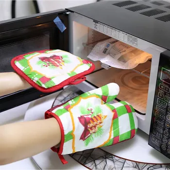 

Christmas Decorations Microwave Oven Gloves BBQ Oven Cotton Baking Pot Mitts Kitchen Glove Heat Resistant Cook Gloves 40% off