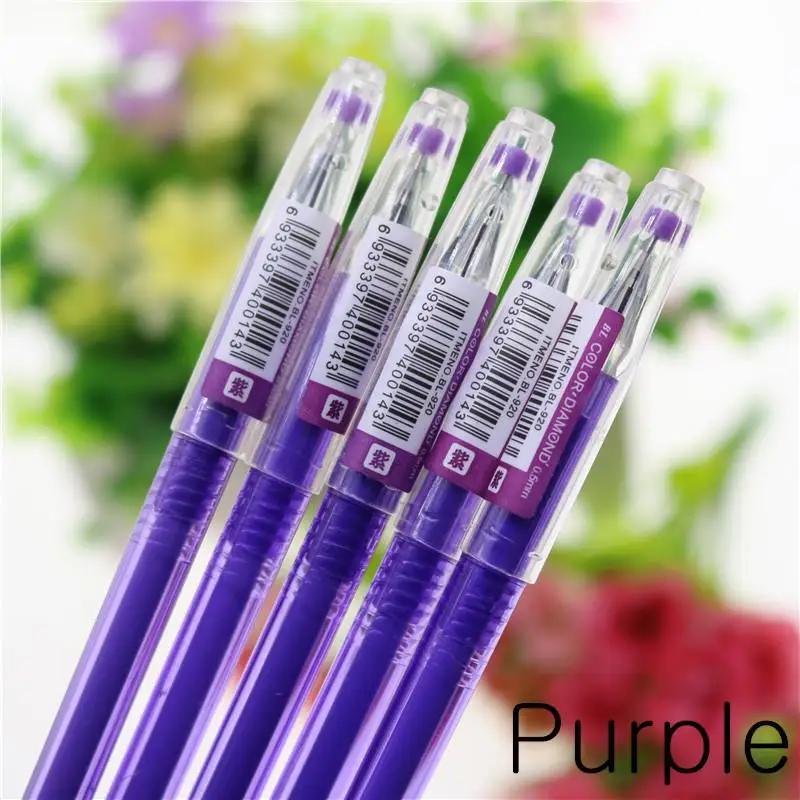 5 шт., 0,5 мм, 12 цветов, гелевая ручка для рисования, студенческая школа, рекламные подарки, тонкая кристальная ручка - Цвет: Purple 5pcs