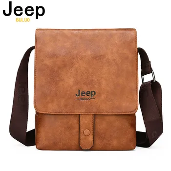 

JEEP BULUO Men's Messenger Bag Luxury Brands Men Leather Shoulder Crossbody Bags For iPad Business office Work Tote New Fashion