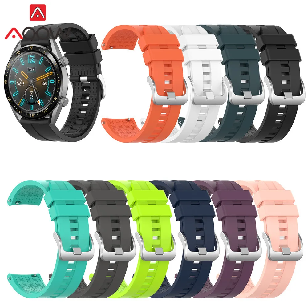 

20mm 22mm Silicone Watchband for Huawei Watch GT 42mm 46mm Honor Watch Magic Rubber Sport Bracelet Band Strap for Gear S2 S3