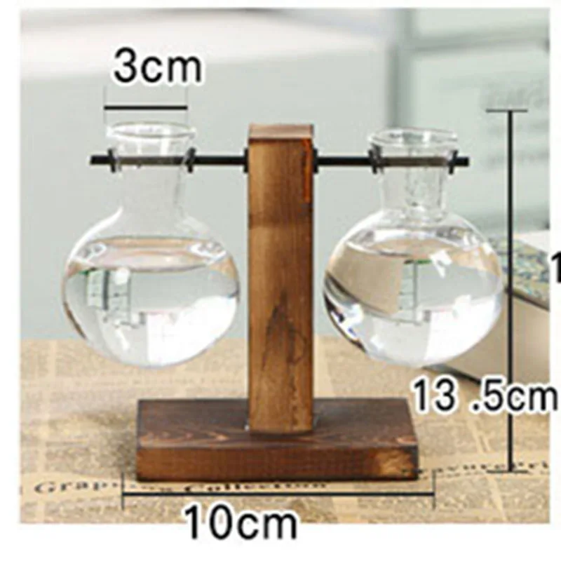 Цветочная стеклянная ваза декор Настольный Гидропоника завод Бонсай цветочный горшок с деревянным поддоном ваза для цветов вазы для дома