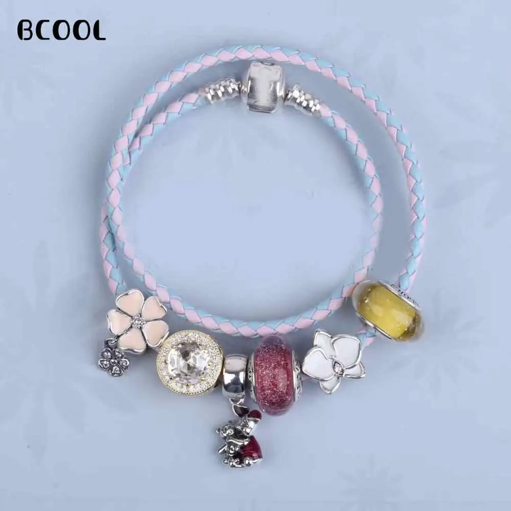 

BCOOL 100%925 Sterling Silver Original 1:1 Stylish Silver Charm Bracelet For Ladies Crystal Beads Bracelet Jewelry Gift.