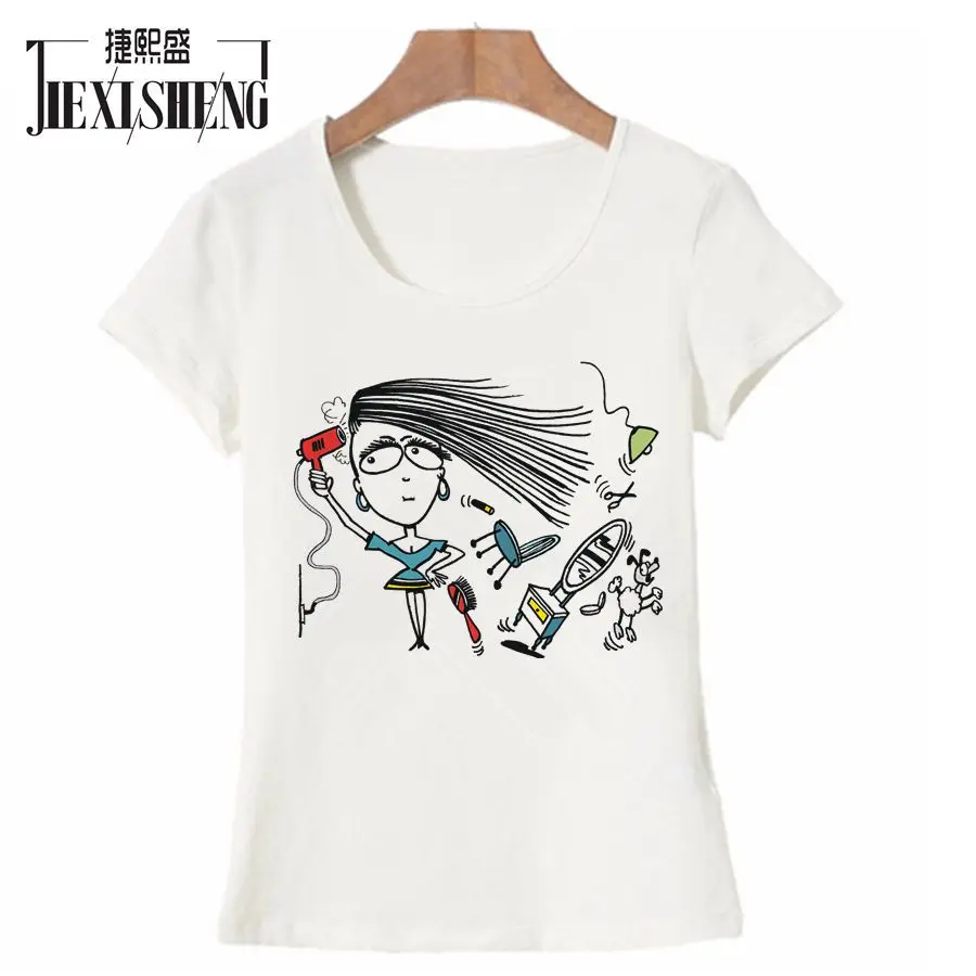 2017 Fashion Modern Girl Funny Printed T Shirt Short-sleeved Round Neck Brand Ladies Tops Tees