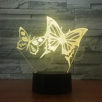 

Butterfly Wings 3D LED Night Light Acrylic Panel Stereo Illusion Table Desk Lamp Multi-colored Bulbing Light with Touch Remote