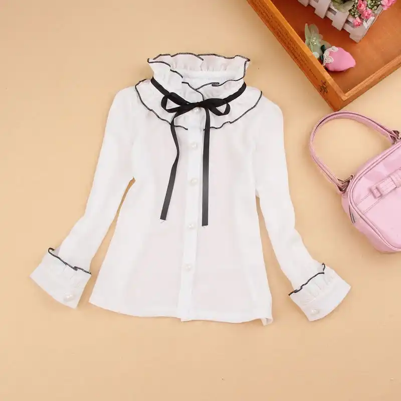 girls white ruffle blouse