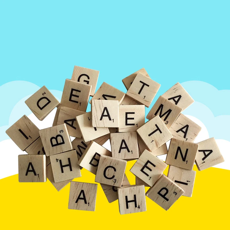 

100 Pcs in 1 Set Wooden Building Blocks New Infant Baby 26 English Letters Rattle Early Educational Baby Toy Set Cube Alphabet