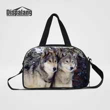 Dispalang Большая вместительная мужская дорожная сумка с принтом волка, повседневная багажная сумка для выходных, деловая сумка, многофункциональная сумка на плечо