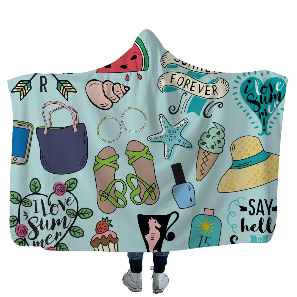 Camper Hooded Blanket For Home Travel Picnic Soft Sherpa Fleece Blanket For Sofa Wearable Warm Throw Blanket For Adults Childs - Цвет: color15