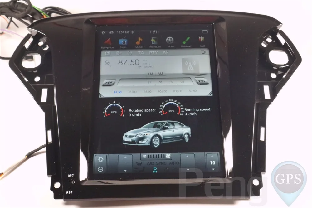 Excellent Tesla Style 10.4 Inch IPS Android Car Radio DVD Player GPS Navigation for Ford Mondeo/Fusion 2007-2012 Supports Seat Heating 4