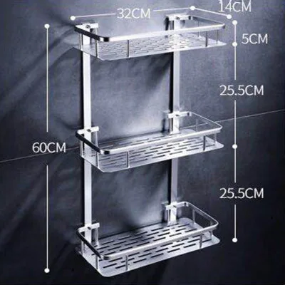 Космическая алюминиевая полка для ванной комнаты угловая корзина для душа шампунь мыло косметические полки санузел аксессуары для хранения Органайзер настенный Mou - Цвет: Three Layer Square