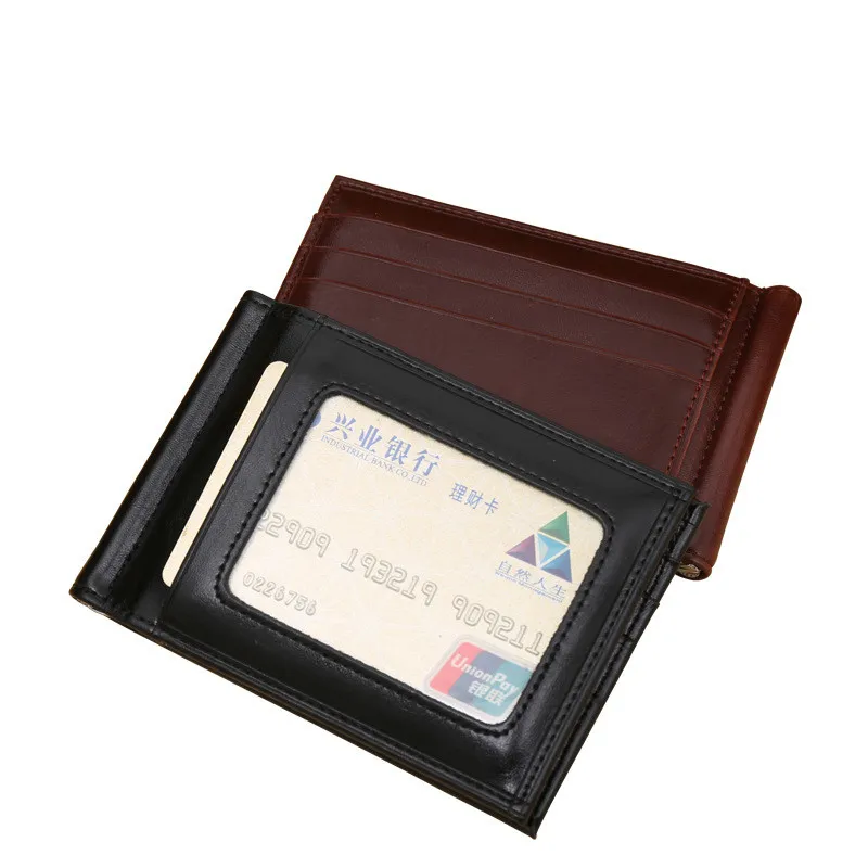 

Brand New Slim Men Money Clip Wallet Mental Solid Male Purses Designer I Clip Money Holder Card Cases
