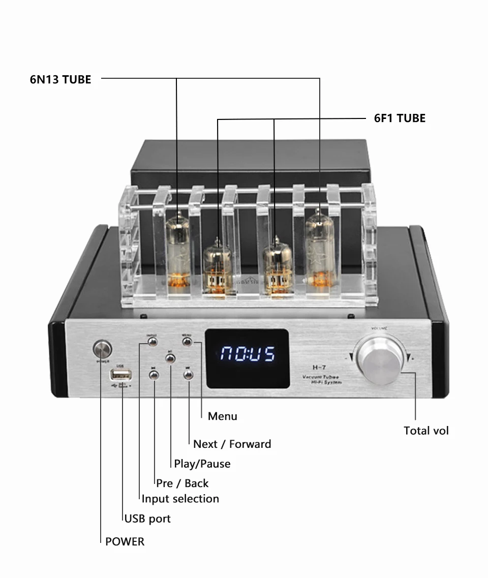 AIYIMA HIFI 6N13 6F1 трубка, усилитель мощности 2,1 канал Bluetooth 4,0 100Wx2 Amplificador Аудио ламповый усилитель с волоконным коаксиальным входом