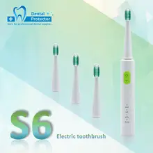 Звуковая электрическая зубная щетка перезаряжаемая USB зарядка 4 шт. сменные головки таймер зубная щетка водонепроницаемый