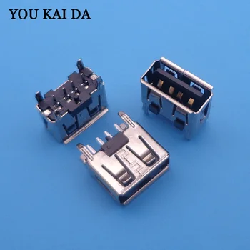 

A Type Flat Angle Female USB PCB Connector Socket USB Jack Plug black SB 2.0 Female Type A 4 Pin PCB Connector 180 Degree DIY