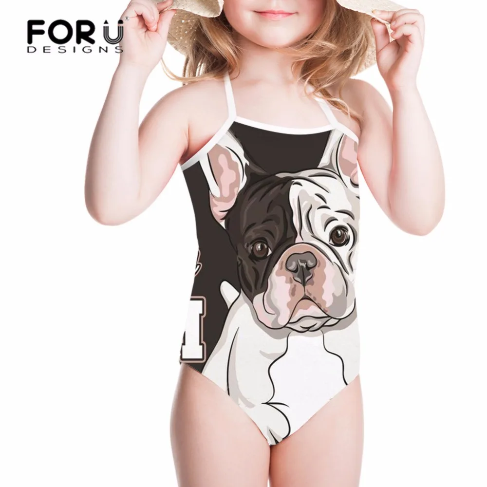 

FORUDESIGNS Swimwear for Girls 2018 Bulldog Printing One Piece Children Swimsuit One-piece Suits Swim Suit Kids Bathing Suit New