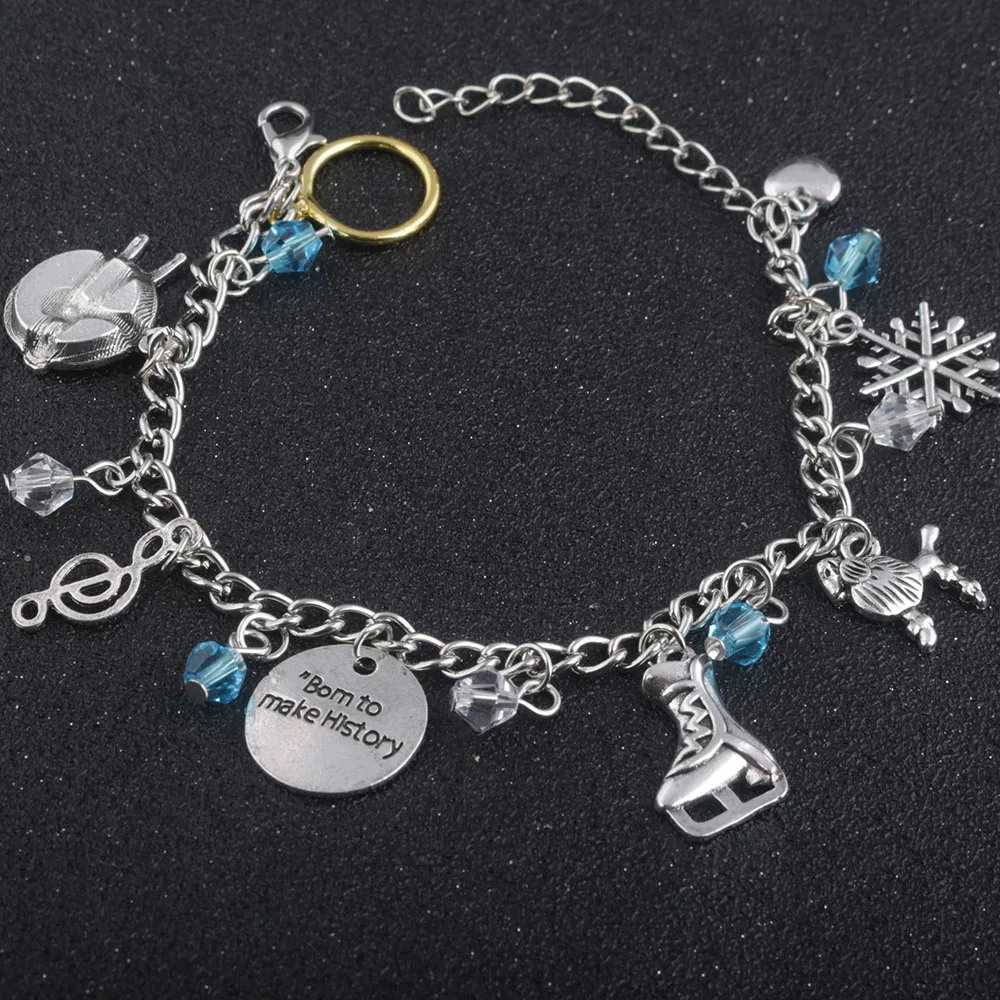 

SG New Fashion Japan Anime YURI on ICE Bracelets Figure Skating Born To Make History Woman Girl Luck Crystal Bangles Jewelry