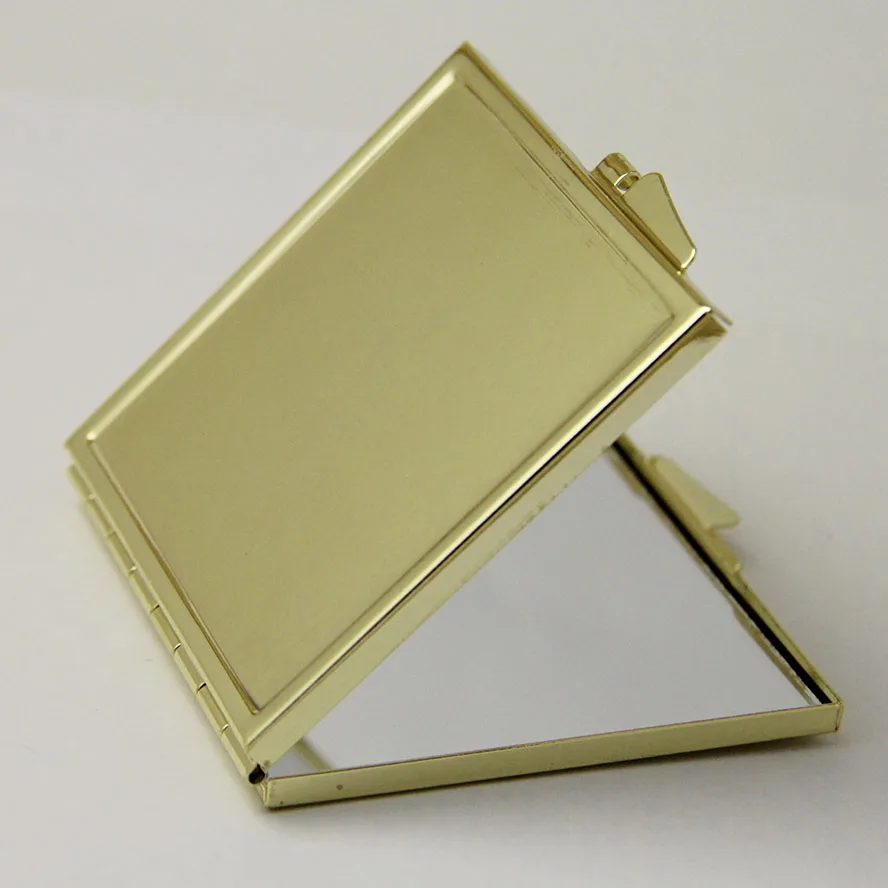 100Pcs Metal Blank Golden Compact Mirror Square Makeup Mirror