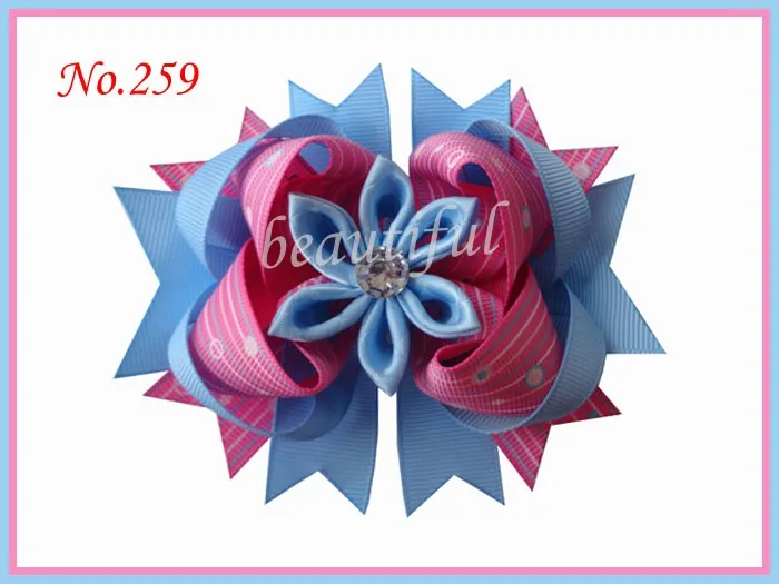 

free shipping 100pcs 4.5'' romantic hair bows layered kanzashi hair bows girl hair accessories petal flower hair clips B